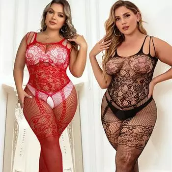 Женский комбинезон большого размера, сексуальные чулки с вырезами, полное тело, ажурное бандажное нижнее белье, комплект сексуального нижнего белья, красная сорочка XXS