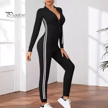 Женский комбинезон для йоги, утягивающий фигуру, с застежкой-молнией на спине и поддержкой груди, бесшовный моделирующий фигуру костюм для похудения, цельная спортивная одежда XL чёрный