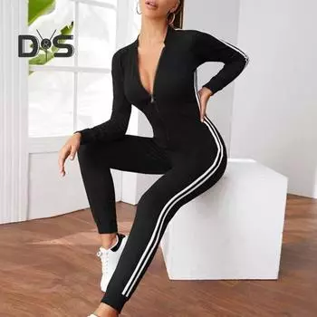 Женский комбинезон для йоги, утягивающий фигуру, с застежкой-молнией на спине и поддержкой груди, бесшовный моделирующий фигуру костюм для похудения, цельная спортивная одежда XL чёрный