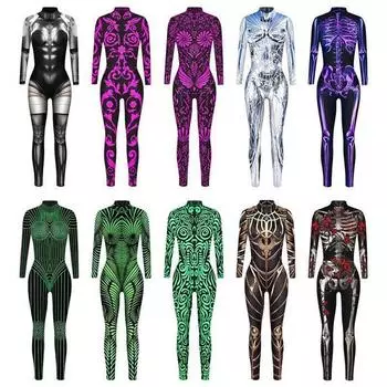 Женский комбинезон для косплея, сексуальный футуристический костюм с 3D-принтом, комбинезон XL