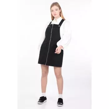 Женский комбинезон на молнии антрацитового цвета с юбкой