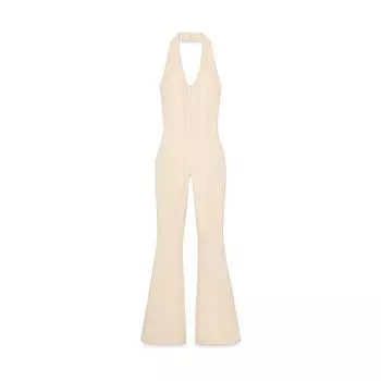 Женский комбинезон, однотонный, с застежкой-молнией на талии, с завязками на талии, прямые брюки, боди для женщин, летняя мода 2025 года, женская уличная одежда S абрикосовый