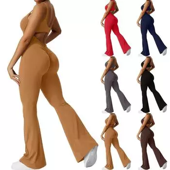 Женский комбинезон, однотонный сексуальный облегающий эластичный спортивный комбинезон без рукавов с открытой спиной XL красный