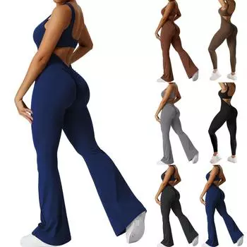 Женский комбинезон, однотонный сексуальный облегающий эластичный спортивный комбинезон без рукавов с открытой спиной XL чёрный