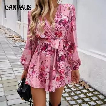 Женский комбинезон с длинными рукавами и высокой талией на осень и зиму Temperament Collision Printing S синий