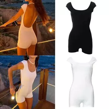 Женский комбинезон с открытой спиной, боди для женщин, корректирующее белье без рукавов, сексуальное моделирование тела L чёрный