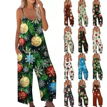 Женский комбинезон с принтом, повседневный свободный комбинезон с регулируемыми подтяжками XL