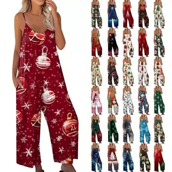 Женский комбинезон с принтом, повседневный свободный комбинезон с регулируемыми подтяжками XXL зелёный