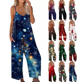 Женский комбинезон с принтом, повседневный свободный комбинезон с регулируемыми подтяжками S фиолетовый