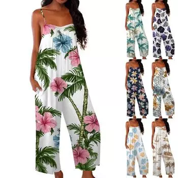 Женский комбинезон с принтом, повседневный свободный комбинезон XXL