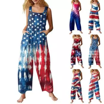 Женский комбинезон с принтом, повседневный свободный комбинезон M