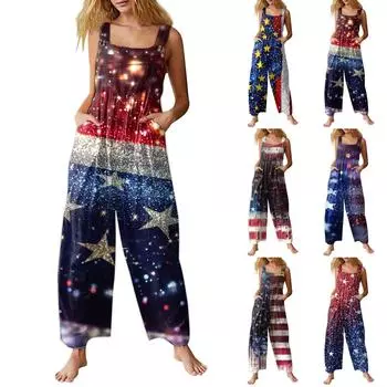 Женский комбинезон с принтом, повседневный свободный комбинезон M