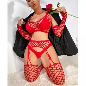 Женский комбинезон с рыболовной сетью, сексуальный сетчатый ажурный прозрачный обтягивающий костюм для нижнего белья, эротические чулки в сетку для всего тела, одежда XXS