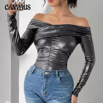 Женский комбинезон с высокой эластичностью, ребристым узором, длинными рукавами, однотонный, без бретелек, с перекрестной завязкой, боди в стиле вечеринки S чёрный