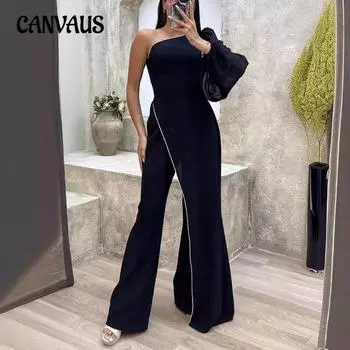 Женский комбинезон с высокой талией и брюками-коллажами Autumn Temperament S чёрный