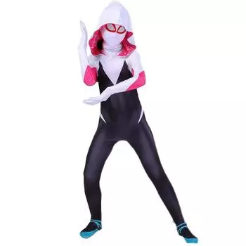 Женский комбинезон супергероя для взрослых на Хэллоуин, комбинезон для косплея для костюма «Паук-стихи» Гвен Стейси, рост 160-170 см