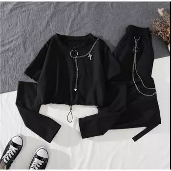 Женский комбинезон в западном стиле, универсальный костюм-двойка для девочек, властный костюм 2XL чёрный