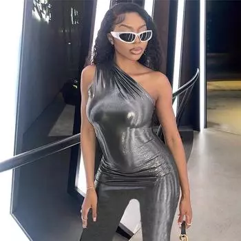 Женский комбинезон весна-лето с косыми плечами без рукавов с подъемом талии для женщин S серый