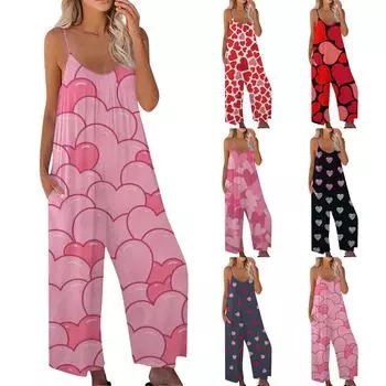 Женский комбинезон Женский модный повседневный свободный комбинезон с лямками на спине ко Дню святого Валентина L