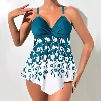 Женский комплект бикини с цветочным принтом, сексуальный купальник, купальник с эффектом пуш-ап, двухсекционный купальник, топ с принтом, купальники XS белый
