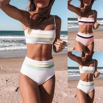 Женский комплект бикини с принтом, купальник из двух частей, купальники для женщин, пляжная одежда M зелёный