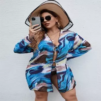 Женский комплект бикини, сексуальный купальник из трех предметов, футболка с принтом, купальный костюм, пляжная одежда, комплекты для купания, большие размеры