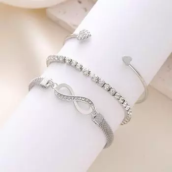 Женский комплект браслетов Creative Heart-Open Diamond - 3 предмета CK0015 розового золота