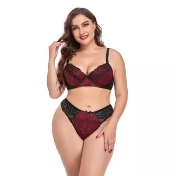 Женский комплект бюстгальтера-стрингов с цветочным принтом, комплект кружевного нижнего белья больших размеров Xl-5Xl, нижнее белье большого размера с мягкой подкладкой 85D-110D 85D белый