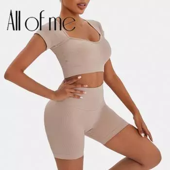 Женский комплект для йоги FINETOO, бюстгальтер пуш-ап и бесшовные трусики, спортивный комплект, удобные и дышащие трусики L синий