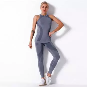 Женский комплект для йоги Nessaj, рубашки с длинными рукавами + длинные брюки, спортивный костюм для женщин, повседневный спортивный костюм в полоску для фитнеса, спортивная одежда