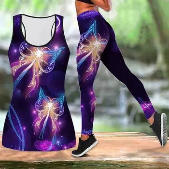 Женский комплект для йоги с принтом «мечтательная бабочка», модные леггинсы для тренировок, фитнеса, спорта, повседневные штаны для йоги XS синий