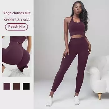 Женский комплект для йоги с высокой талией: Леггинсы, приподнимающие бедра, и облегающий топ Medium