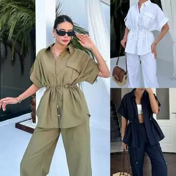 Женский комплект из 2 предметов с эластичной резинкой на талии, женские брюки, модные элегантные молодежные праздничные комплекты, уличные шикарные костюмы XL белый