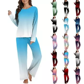 Женский комплект из 2 предметов с цветочным принтом, рубашка на пуговицах с длинными рукавами, широкие брюки-палаццо, одинаковые комплекты пижам L чёрный