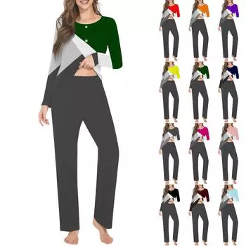 Женский комплект из 2 предметов с цветочным принтом, рубашка на пуговицах с длинными рукавами, широкие брюки-палаццо, одинаковые комплекты пижам L чёрный