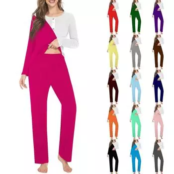 Женский комплект из 2 предметов с цветочным принтом, рубашка на пуговицах с длинными рукавами, широкие брюки-палаццо, одинаковые комплекты пижам L чёрный