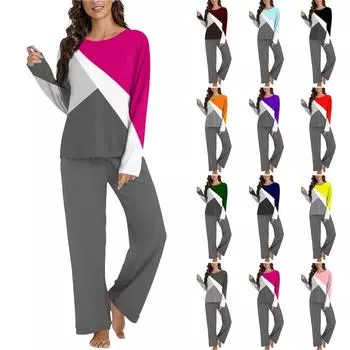 Женский комплект из 2 предметов с цветочным принтом, рубашка на пуговицах с длинными рукавами, широкие брюки-палаццо, одинаковые комплекты пижам L чёрный