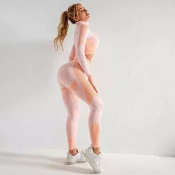 Женский комплект из 2 предметов с принтом и длинными рукавами из полиэстера, повседневный костюм для осени, уличная спортивная одежда для фитнеса S