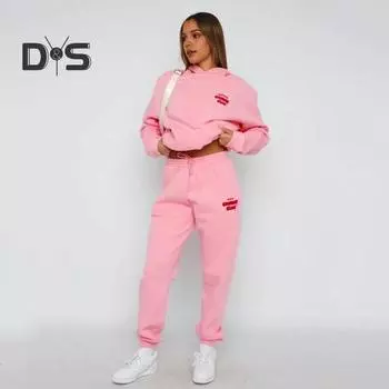 Женский комплект из 2 предметов: топ и брюки, капюшон с длинным рукавом, эластичные манжеты, толстовка с капюшоном и принтом букв, эластичные брюки с высокой талией и поясом до щиколотки, спортивный костюм для фитнеса 3XL небесно-голубой