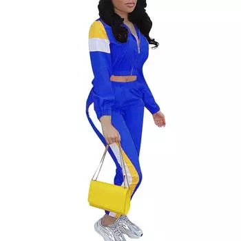 Женский комплект из 2 предметов: весенняя повседневная рубашка с длинными рукавами и длинные брюки S синий