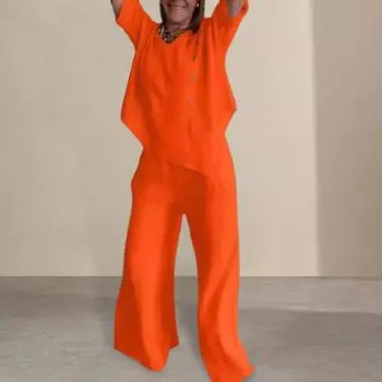 Женский комплект из 2 шт./компл., однотонный топ с круглым вырезом и короткими рукавами «летучая мышь», брюки с нерегулярным подолом 2XL зелёный