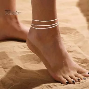 Женский комплект из 3 предметов, браслет на щиколотку, инкрустированный блестящими стразами, можно носить как по отдельности, так и в составе набора, пляжный браслет на щиколотку, регулируемая длина, браслеты на щиколотку 3pcs