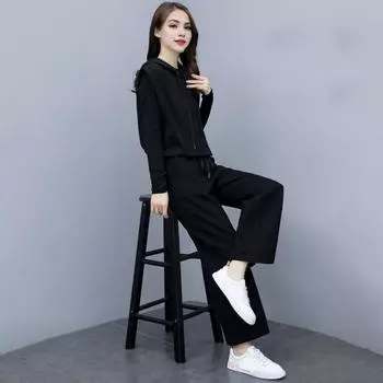 Женский комплект из 3 предметов: жилет, топ и брюки, капюшон, завязка на шнурке, безрукавка, длинный рукав, топ с круглым вырезом, эластичный пояс, широкие брюки, повседневный наряд M кофейный