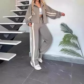 Женский комплект из двух предметов, брюки, куртка, комплекты Y2k, спортивный костюм, осень-весна, длинные брюки, повседневный наряд XXXXXL белый