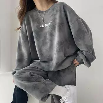 Женский комплект из двух предметов, комплект свитшотов, новая весенне-осенне-зимняя повседневная спортивная одежда большого размера, плюшевый свитер с капюшоном XXL синий