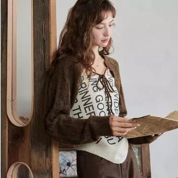 Женский комплект из двух предметов Mishow, новинка осени 2023, элегантное вязаное пальто с длинными рукавами и квадратным воротником, пуловер на бретельках MXC41T0135 S