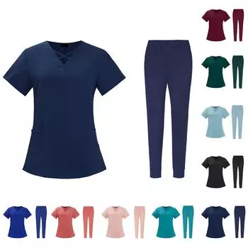 Женский комплект из двух предметов с v-образным вырезом, комплект одежды для стирки, эластичная, быстросохнущая одежда S
