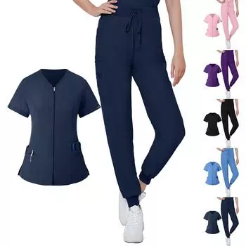 Женский комплект из двух предметов с v-образным вырезом, комплект одежды для стирки, эластичная, быстросохнущая одежда L фиолетовый