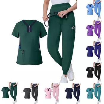 Женский комплект из двух предметов с v-образным вырезом, комплект одежды для стирки, эластичная, быстросохнущая одежда L чёрный