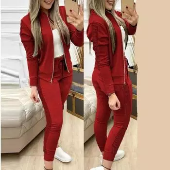 Женский комплект из двух предметов, весенне-осенний повседневный спортивный костюм, пальто + комплект брюк XL чёрный